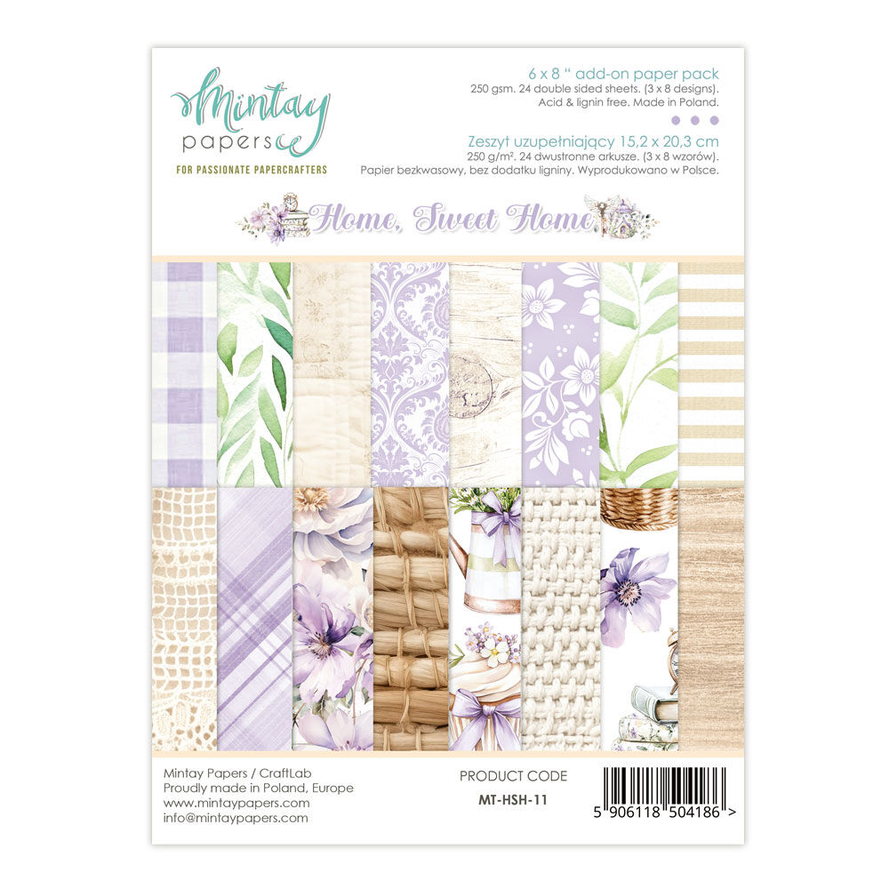 Mintay Papers 6x8 Add-on Paper Pack 240gsm 24 Sheets Home Sweet Home
