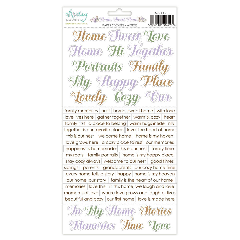 Mintay Papers 6x12 Stickers Sheet (Words) Home Sweet Home