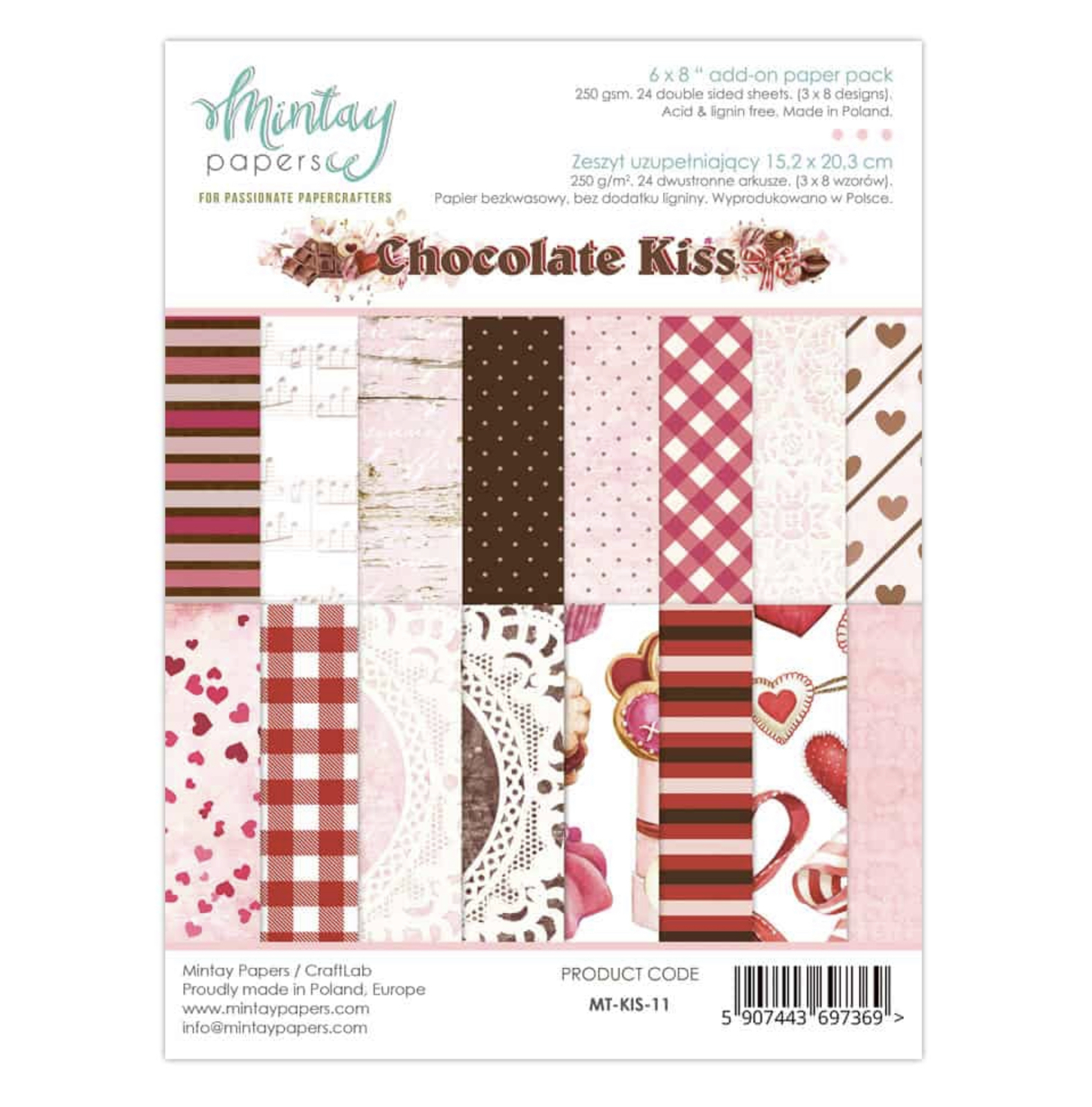 Mintay Papers 6x8 Add-on Paper Pack 240gsm 24 Sheets Chocolate Kiss