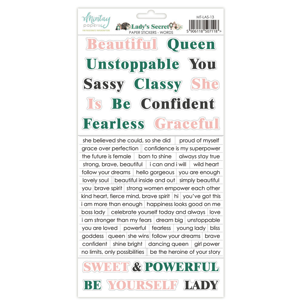 Mintay Papers 6x12 Stickers Sheet (Words) Lady’s Secret