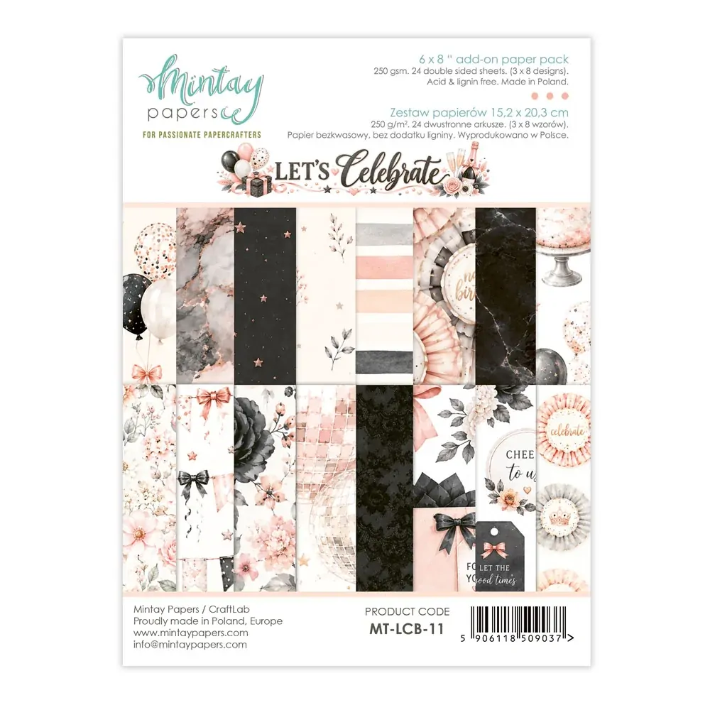 Mintay Papers 6x8 Add-on Paper Pack 240gsm 24 Sheets Let's Celebrate