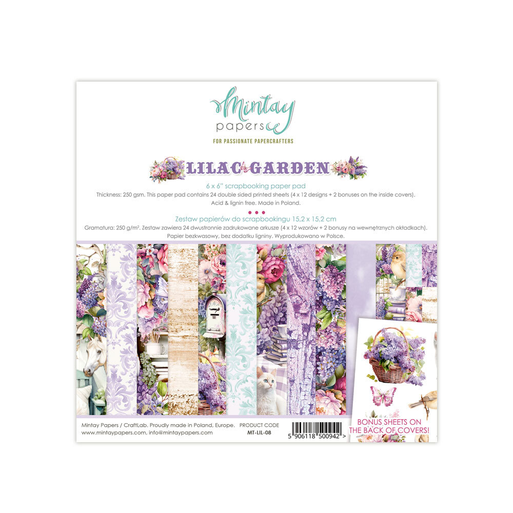 Mintay Papers 6x6 Papers 240gsm 24 Sheets Lilac Garden