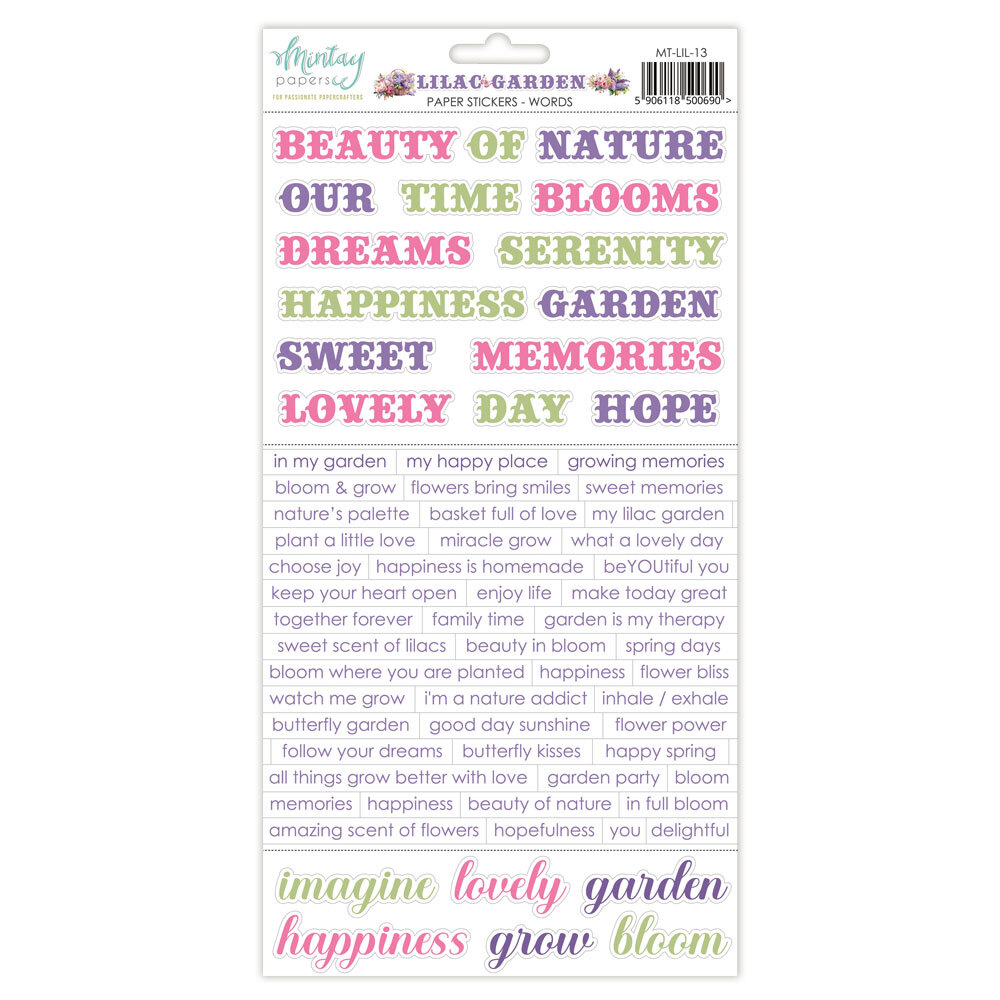 Mintay Papers 6x8 Stickers Sheet (Words) Lilac Garden