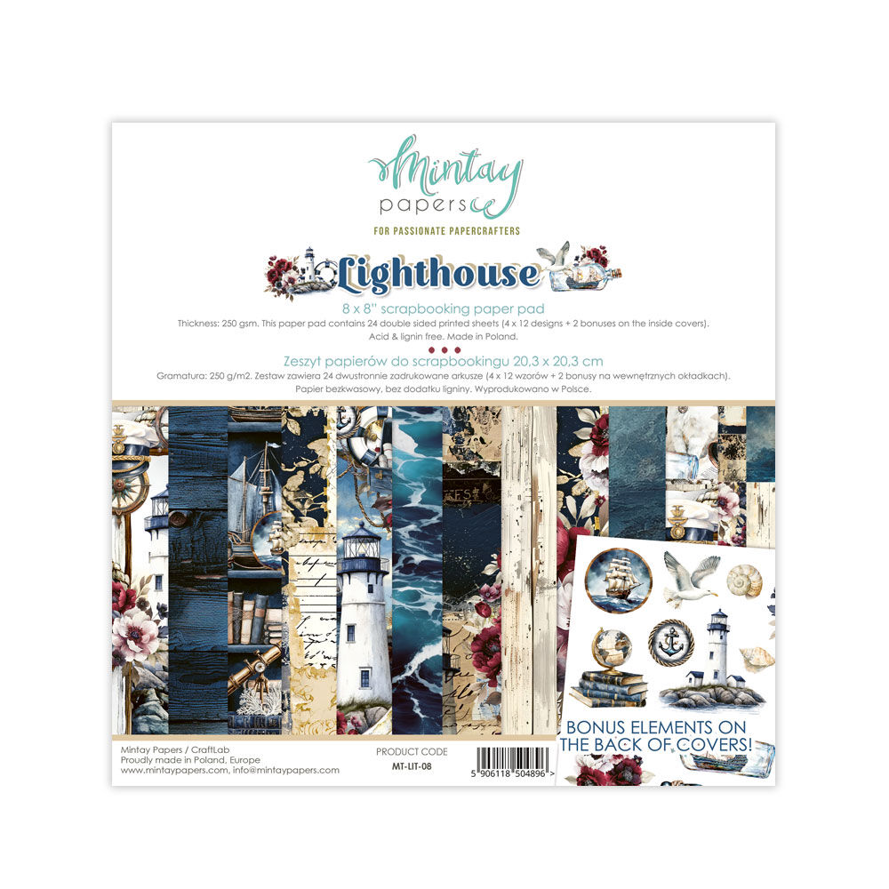 Mintay Papers 8x8 Papers 240gsm 24 Sheets Lighthouse