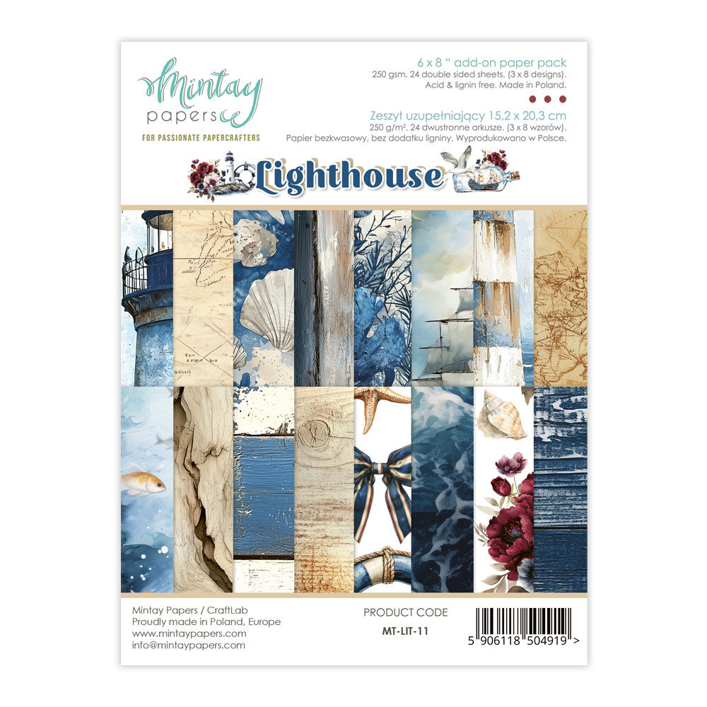 Mintay Papers 6x8 Add-on Paper Pack 240gsm 24 Sheets Lighthouse