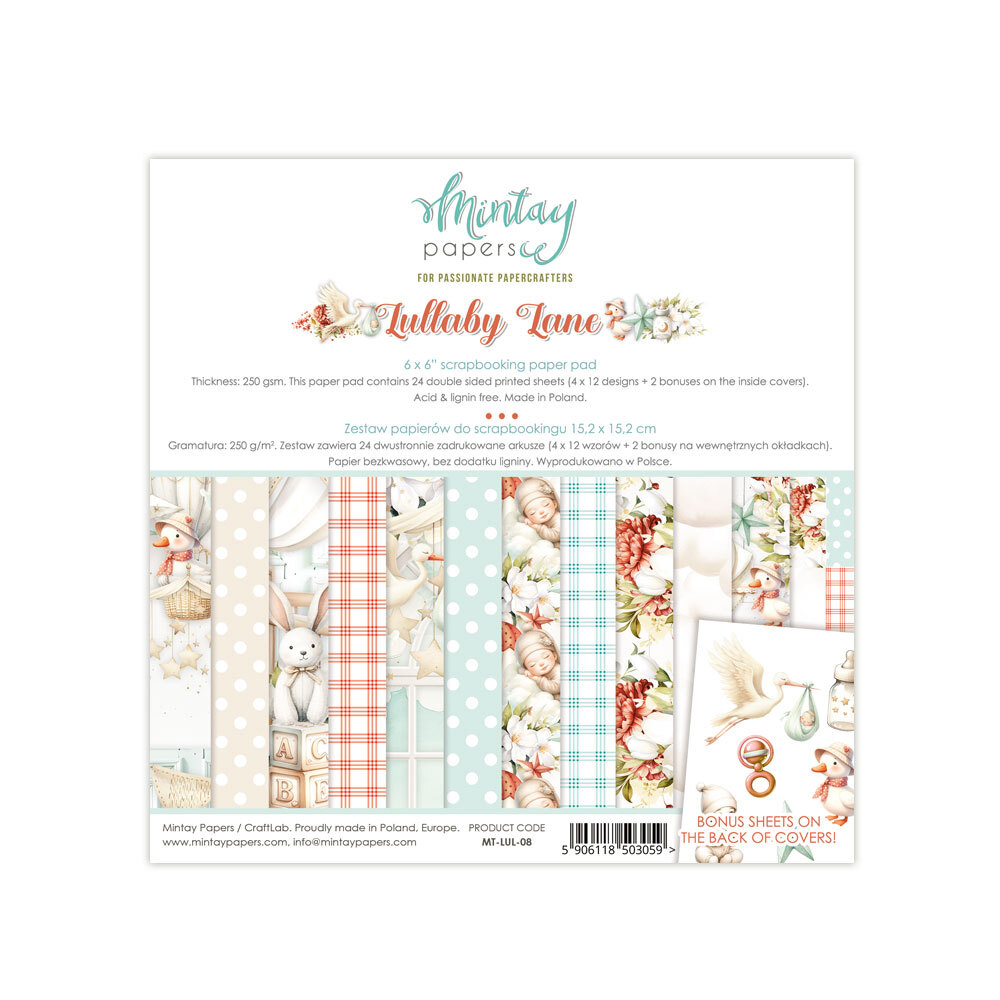 Mintay Papers 6x6 Papers 240gsm 24 Sheets Lullaby Lane