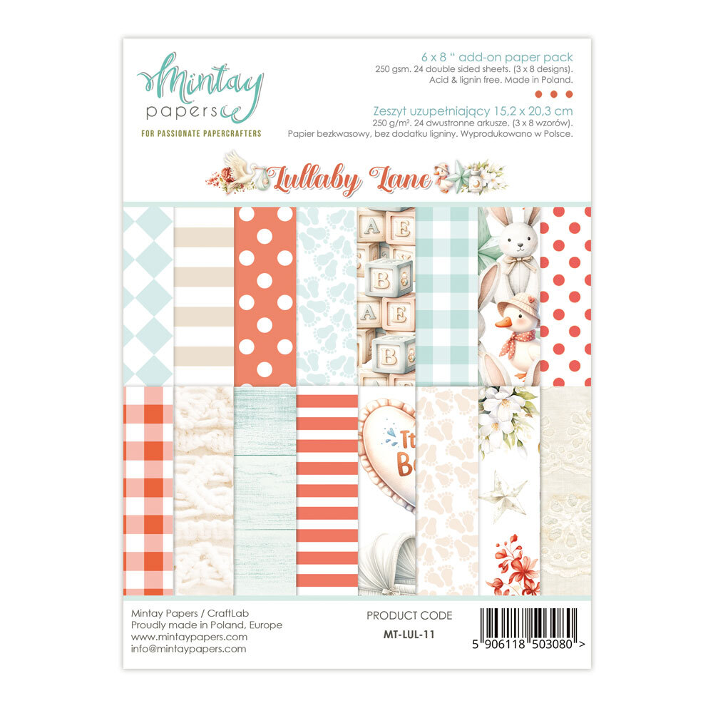 Mintay Papers 6x8 Add-on Paper Pack 240gsm 24 Sheets Lullaby Lane