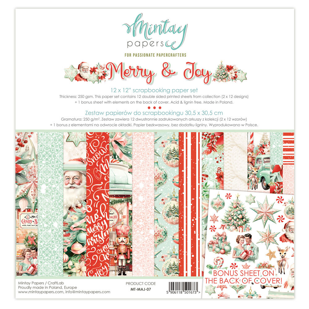 Mintay Papers 12x12 Papers 240gsm Merry & Joy