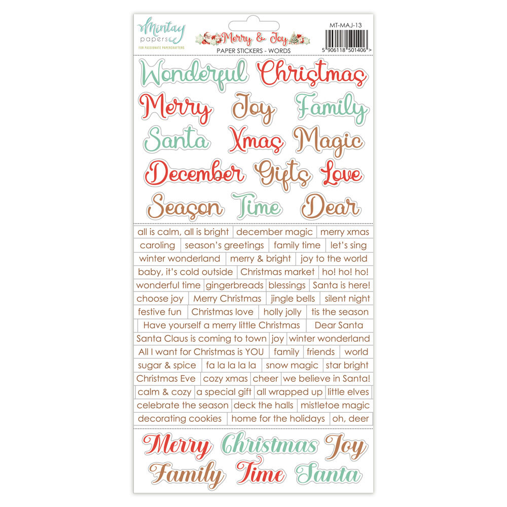Mintay Papers 6x12 Stickers Sheet (Words) Merry & Joy