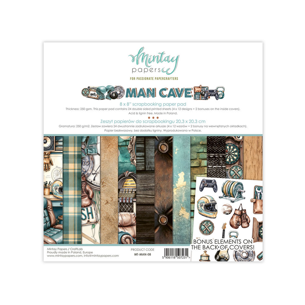 Mintay Papers 8x8 Papers 240gsm 24 Sheets Man Cave