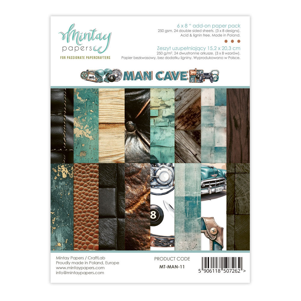 Mintay Papers 6x8 Add-on Paper Pack 240gsm 24 Sheets Man Cave