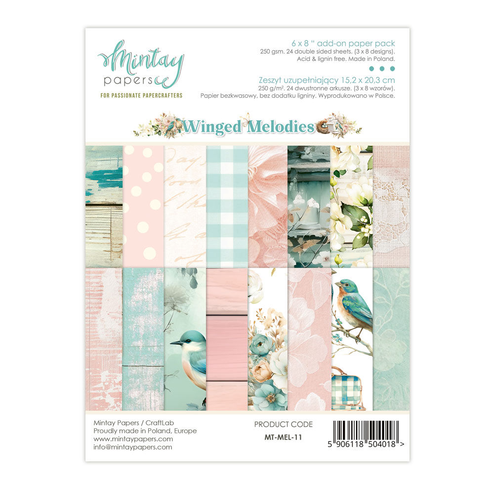 Mintay Papers 6x8 Add-on Paper Pack 240gsm 24 Sheets Winged Melodies