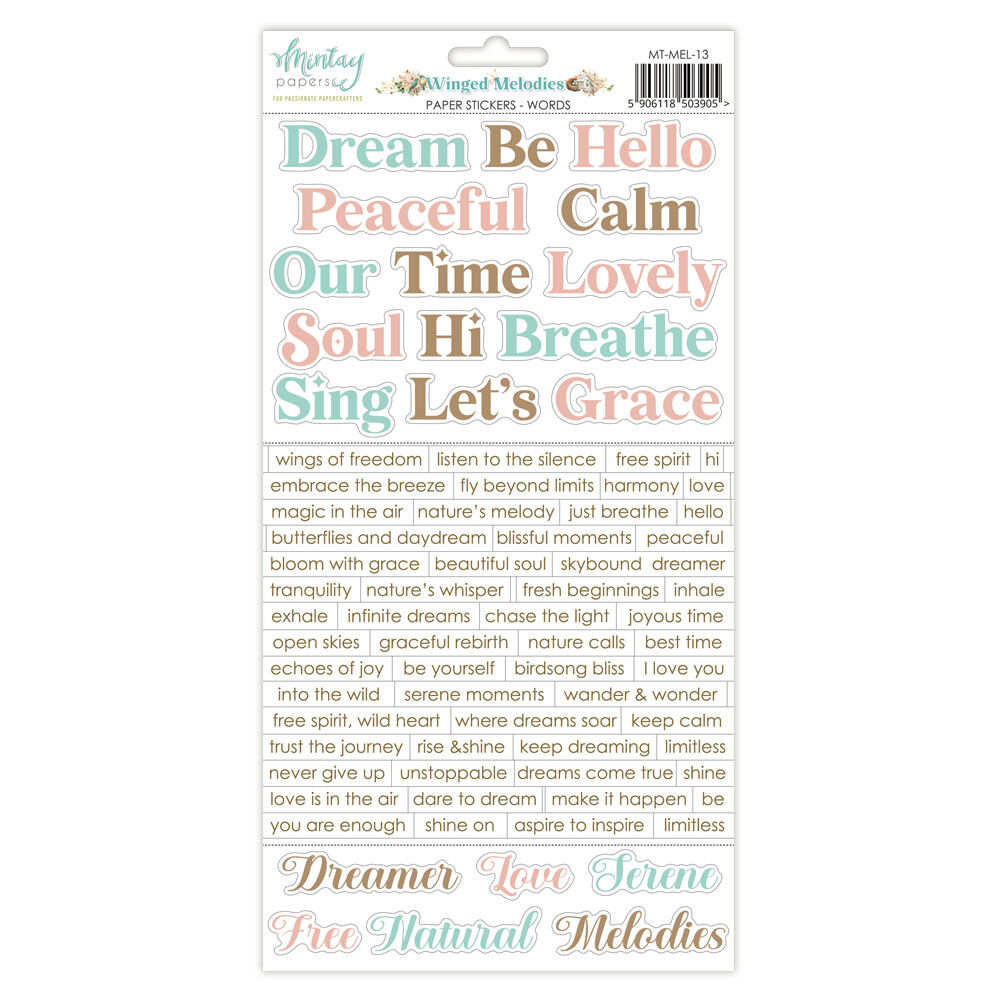 Mintay Papers 6x12 Stickers Sheet (Words) Winged Melodies