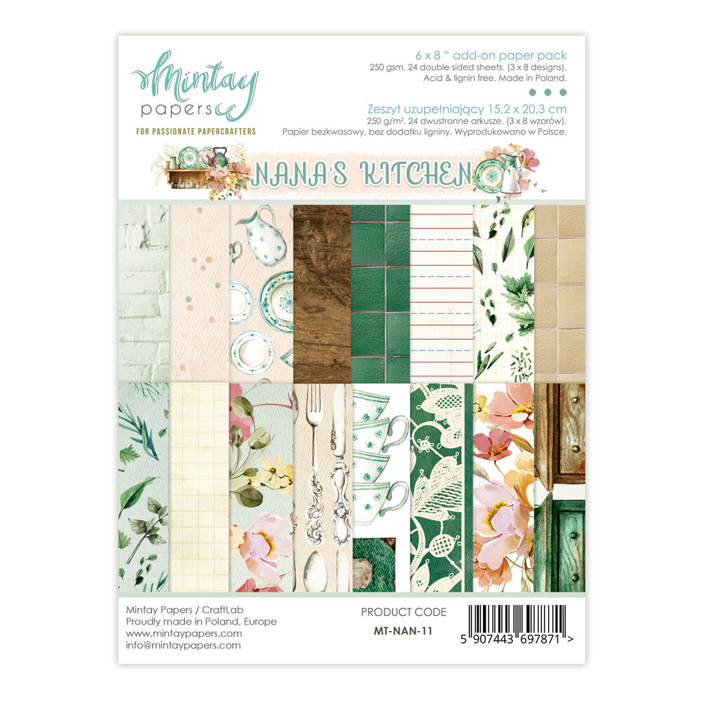 Mintay Papers 6x8 Add-on Paper Pack 240gsm 24 Sheets Nana’s Kitchen