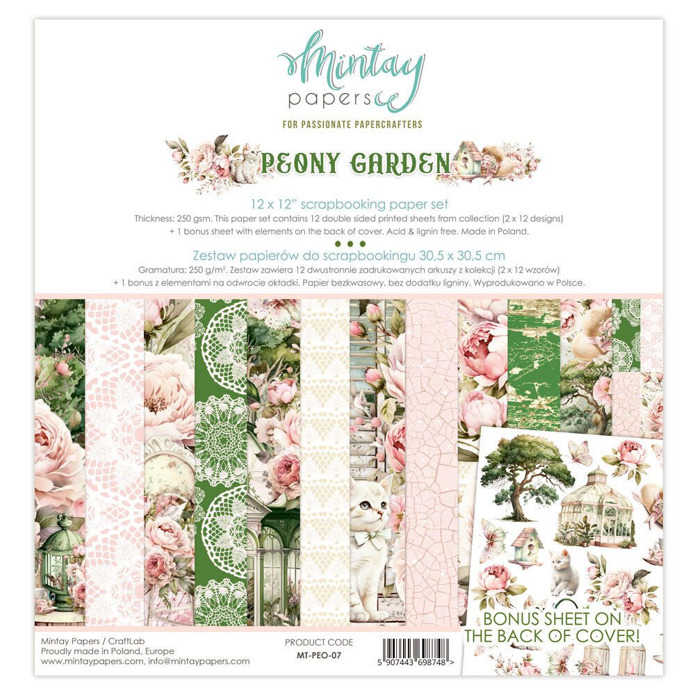 Mintay Papers 12x12 Papers 240gsm Peony Garden