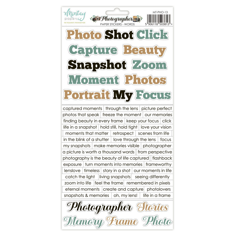 Mintay Papers 6x12 Stickers Sheet (Words) Photographer