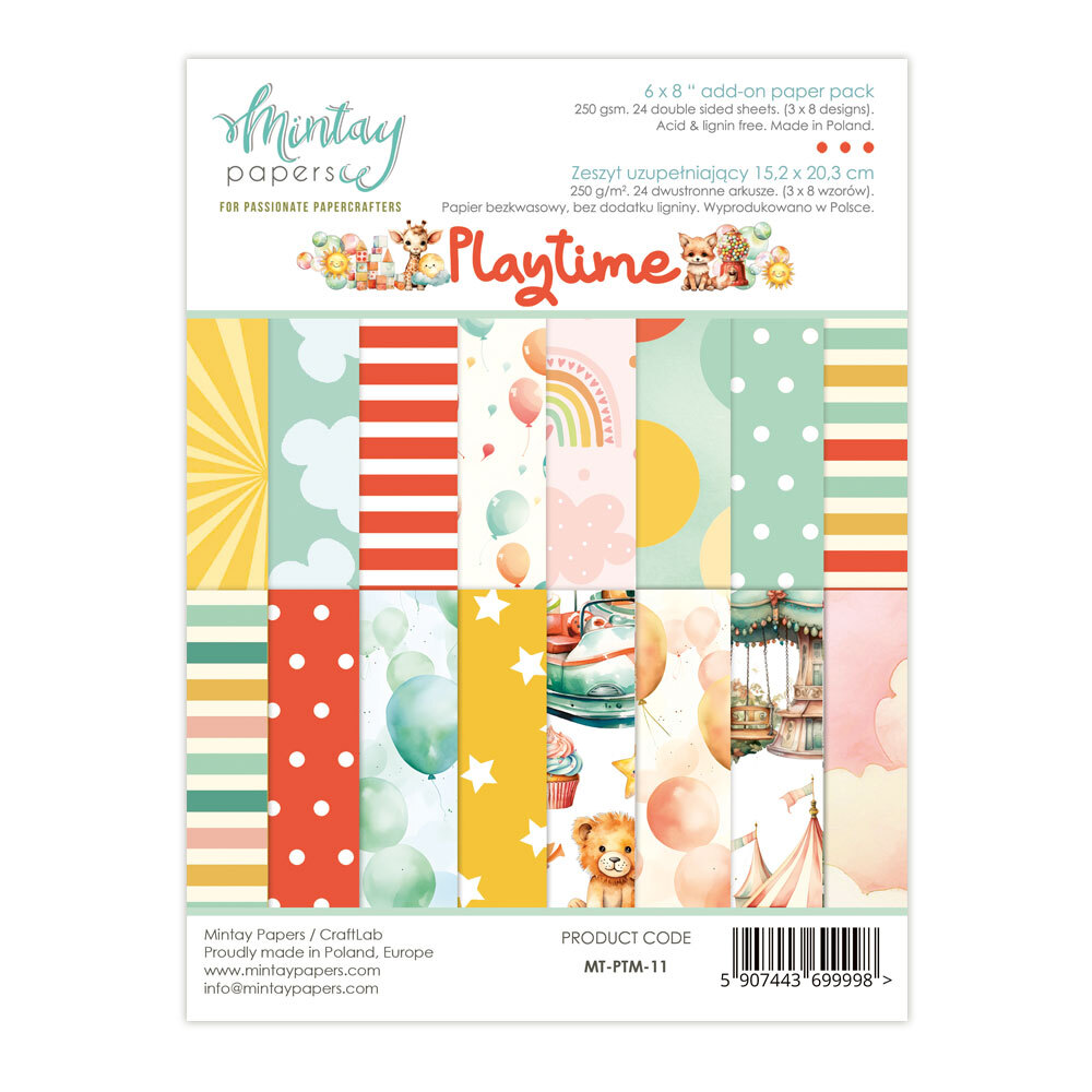 Mintay Papers 6x8 Add-on Paper Pack 240gsm 24 Sheets Playtime