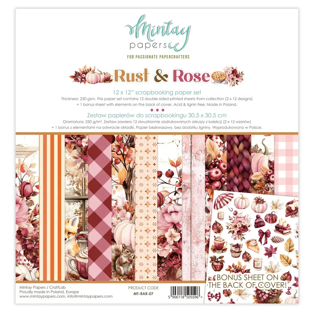 Mintay Papers 12x12 Papers 240gsm Rust & Rose