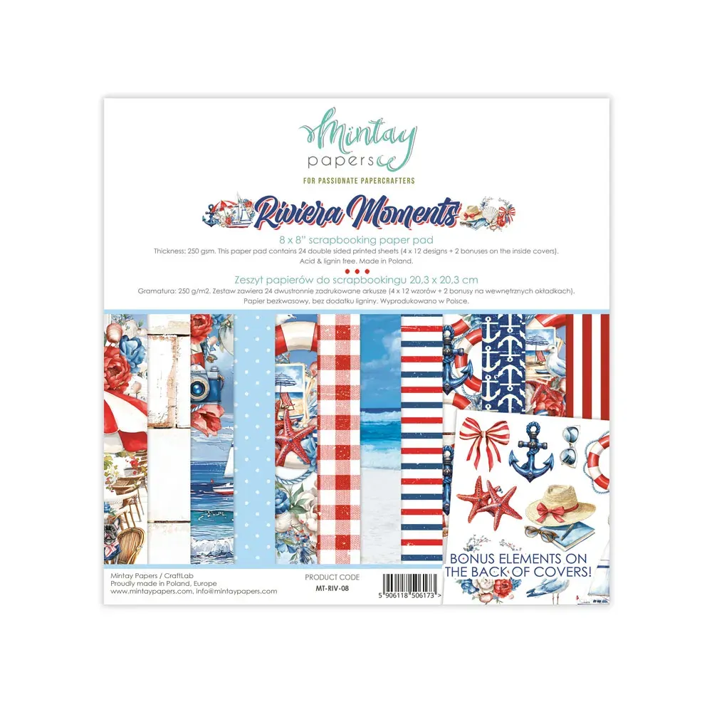 Mintay Papers 8x8 Papers 240gsm 24 Sheets Riviera Moments