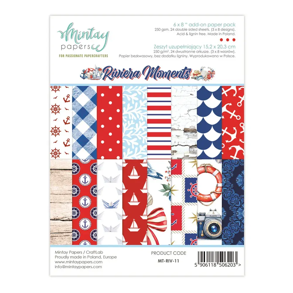 Mintay Papers 6x8 Add-on Paper Pack 240gsm 24 Sheets Riviera Moments