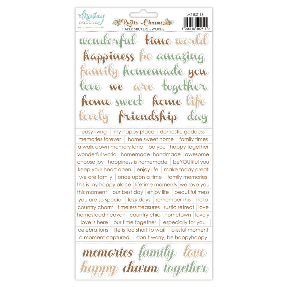 Mintay Papers 6x8 Stickers Sheet (Words) Rustic Charms