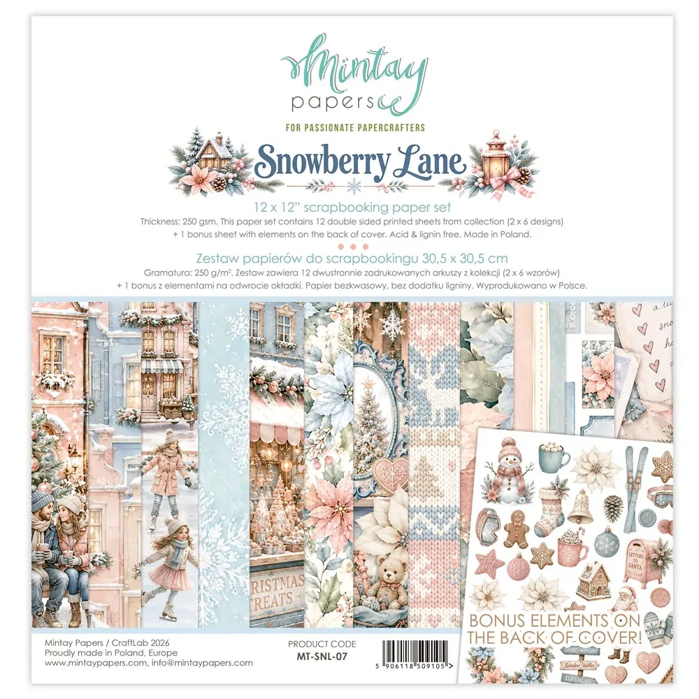 Mintay Papers 12x12 Papers 240gsm Snowberry Lane