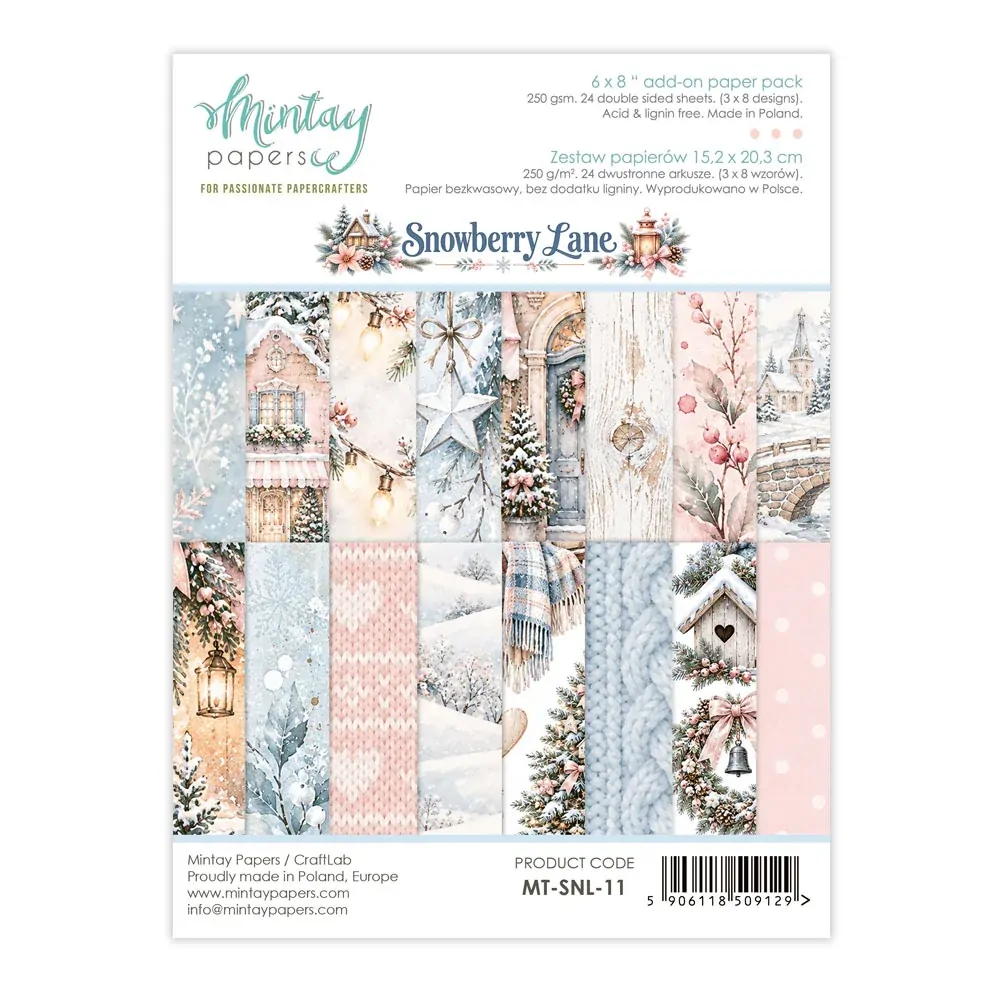 Mintay Papers 6x8 Add-on Paper Pack 240gsm 24 Sheets Snowberry Lane