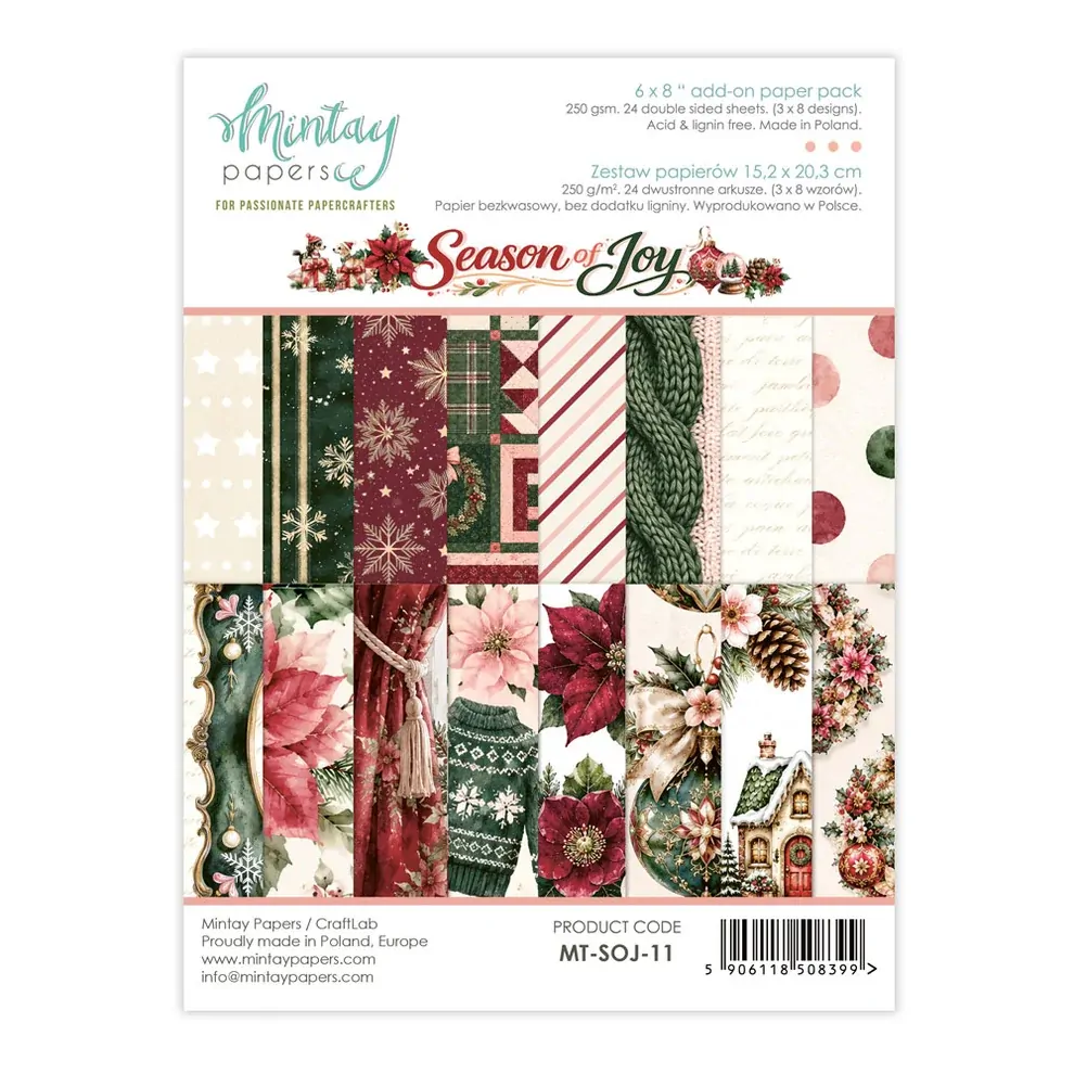 Mintay Papers 6x8 Add-on Paper Pack 240gsm 24 Sheets Season of Joy