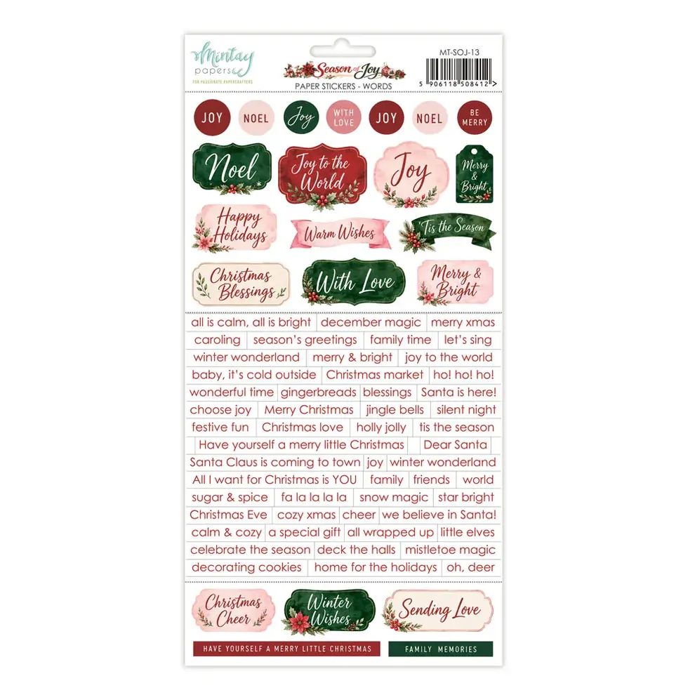 Mintay Papers 6x12 Stickers Sheet (Words) Season of Joy