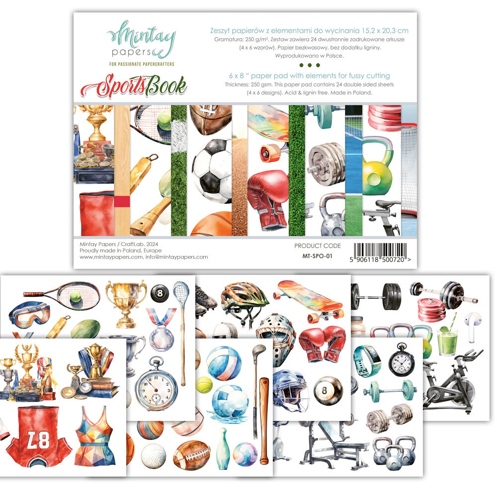 Mintay Papers 6x8 Booklets 240gsm 24 Sheets - Sport