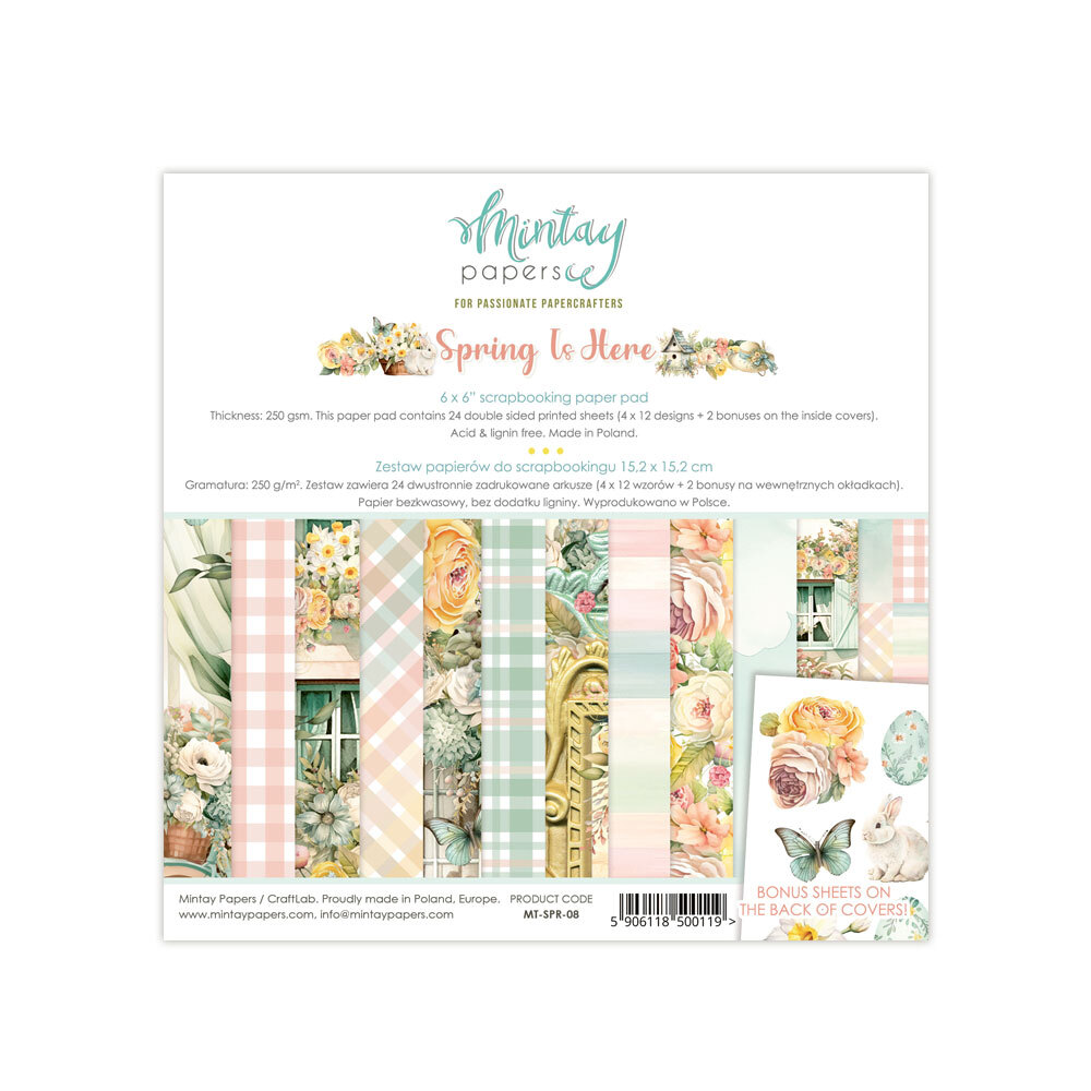 Mintay Papers 6x6 Papers 240gsm 24 Sheets Spring is Here
