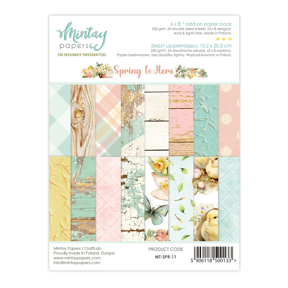 Mintay Papers 6x8 Add-on Paper Pack 240gsm 24 Sheets Spring is Here