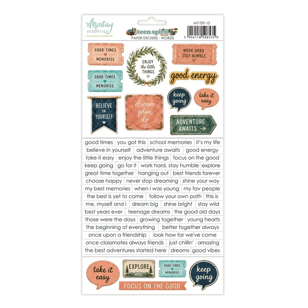 Mintay Papers 6x12 Stickers Sheet (Words) Teen Spirit