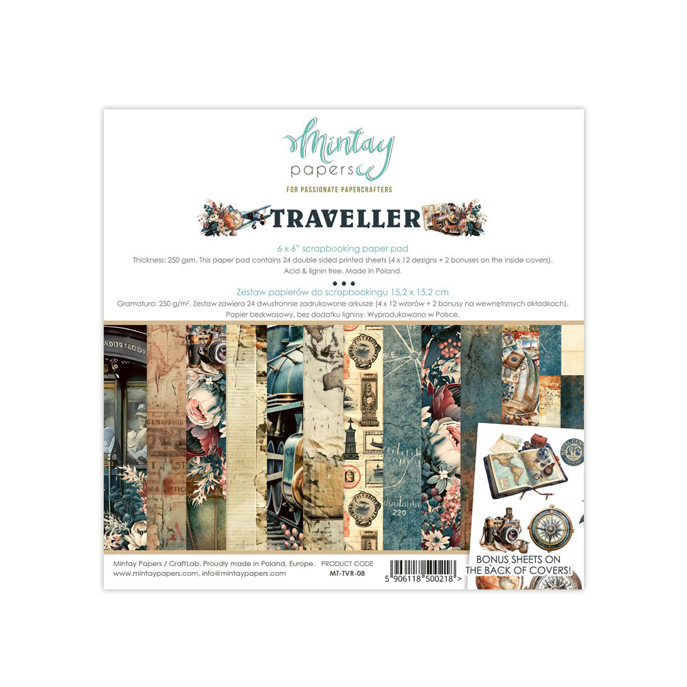 Mintay Papers 6x6 Papers 240gsm 24 Sheets Traveller