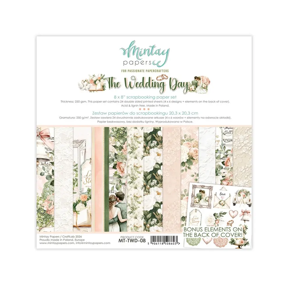 Mintay Papers 8x8 Papers 240gsm 24 Sheets The Wedding Day