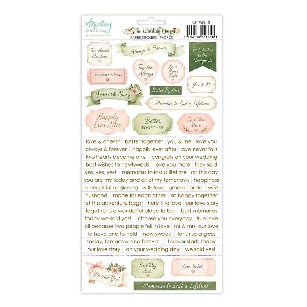 Mintay Papers 6x12 Stickers Sheet (Words) The Wedding Day