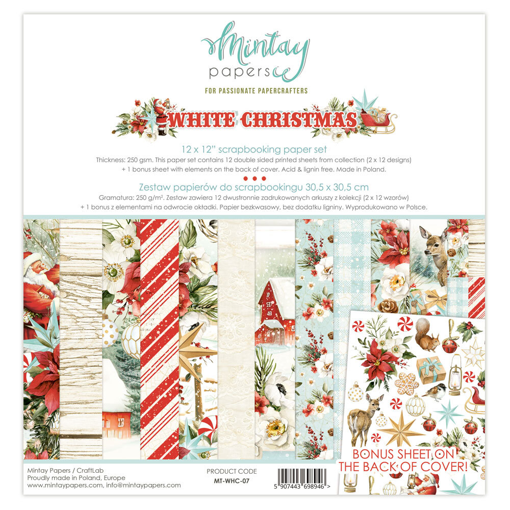 Mintay Papers 12x12 Papers 240gsm White Christmas