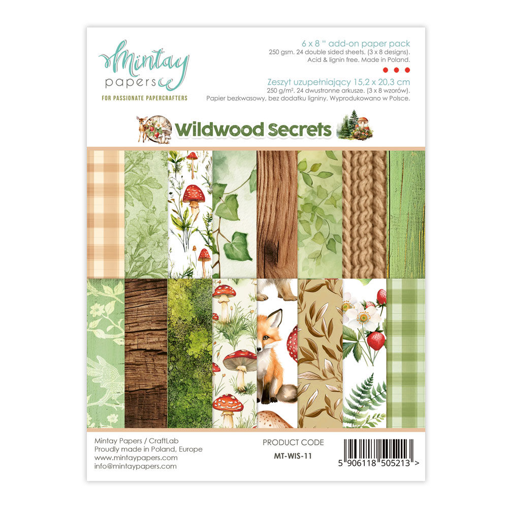 Mintay Papers 6x8 Add-on Paper Pack 240gsm 24 Sheets Wildwood Secrets