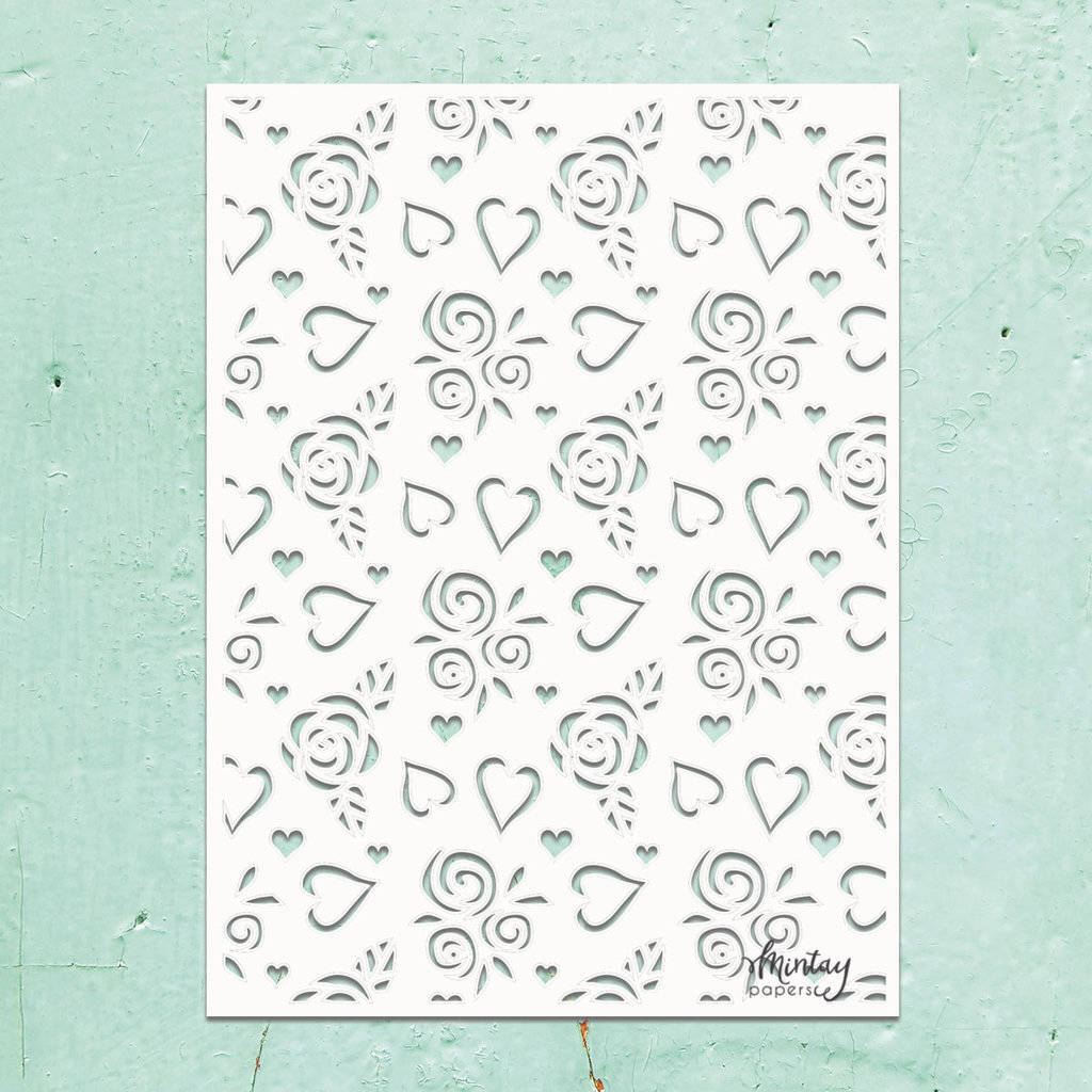 Mintay Kreativa Stencil 27 - Hearts & Roses