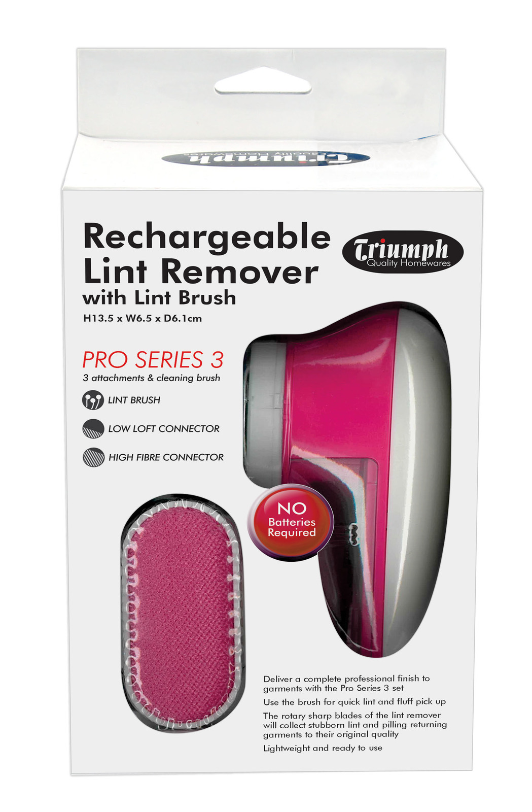 Triumph Rechargeable Lint Shaver Remover with Brush