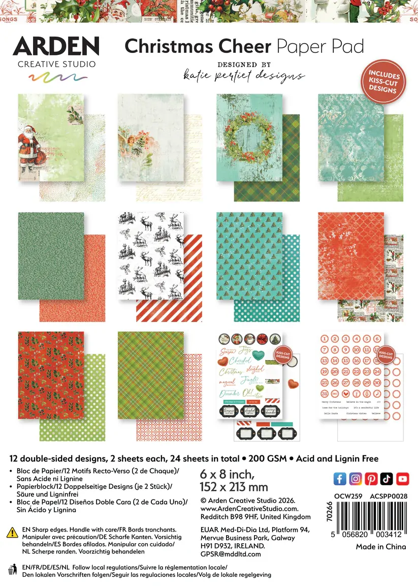 Arden Creative 6" X 8" Paper Pad - Christmas Cheer