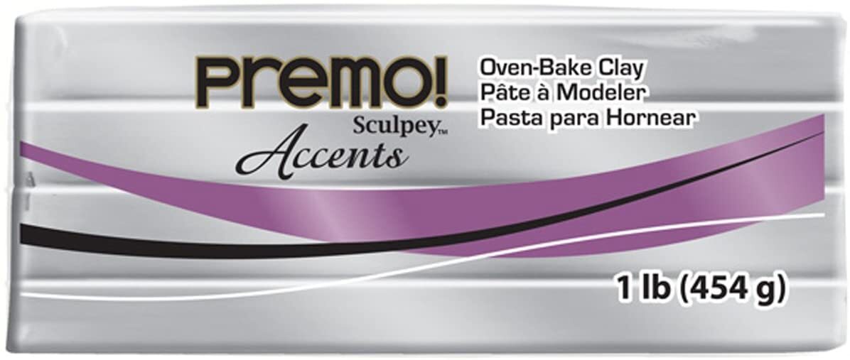 Sculpey Premo Oven-Bake Modelling Clay 1 lb 454g Silver