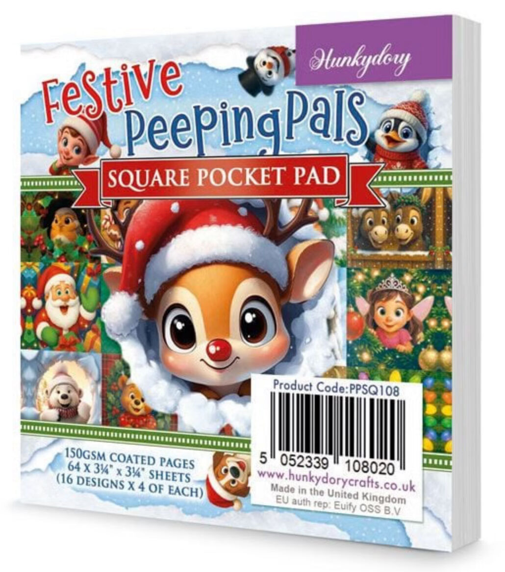 Hunkydory Crafts Festive Peeping Pals Square Pocket Pad