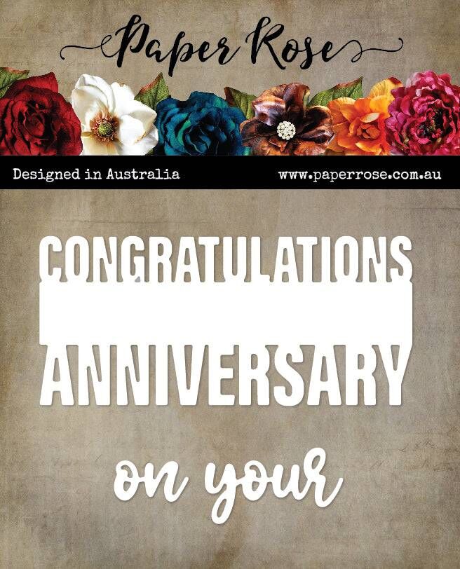Paper Rose Cutting Dies - Congratulations on your Anniversary Metal Cutting Die
