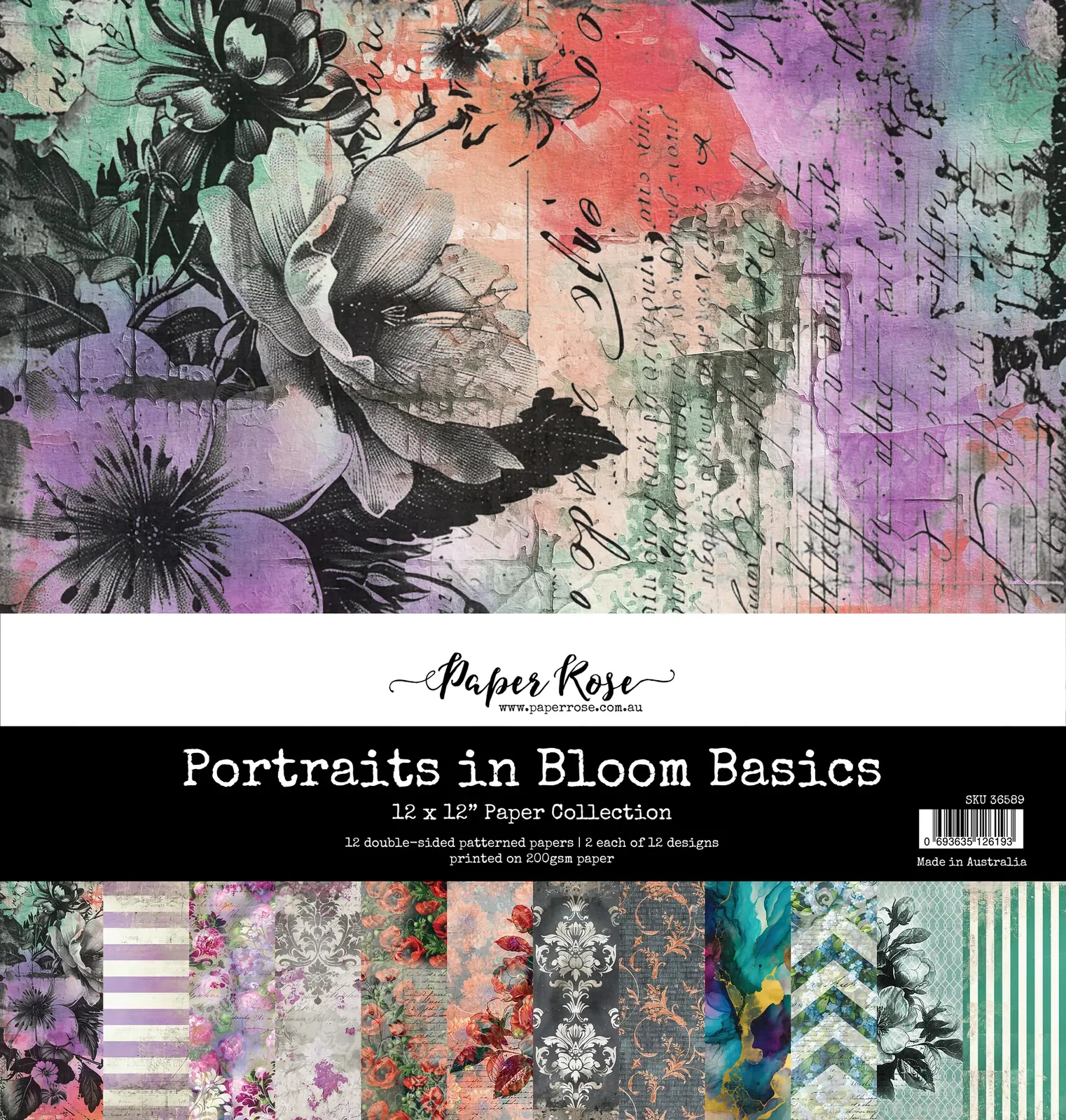 Paper Rose - Portraits in Bloom Basics 12' x 12" Paper Collection