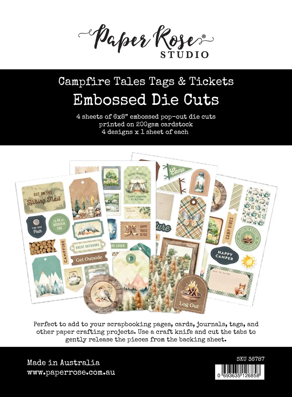 Paper Rose - Campfire Tales 6" x 8" Tags & Tickets Embossed Die Cuts