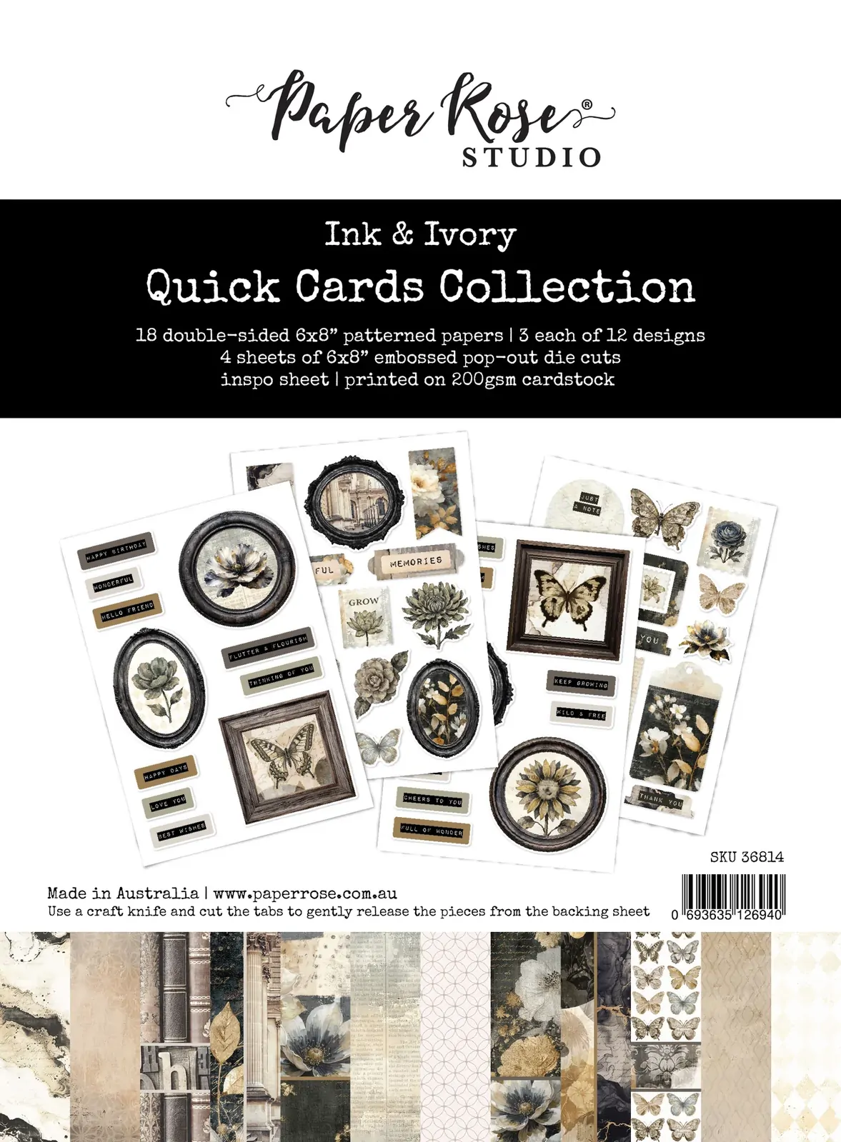 Paper Rose - Ink & Ivory 6" x 8" Quick Cards Kit