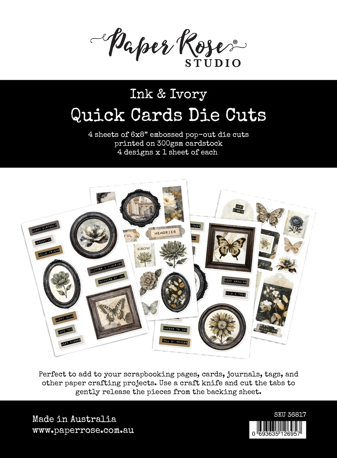 Paper Rose - Ink & Ivory Quick Cards Die Cuts
