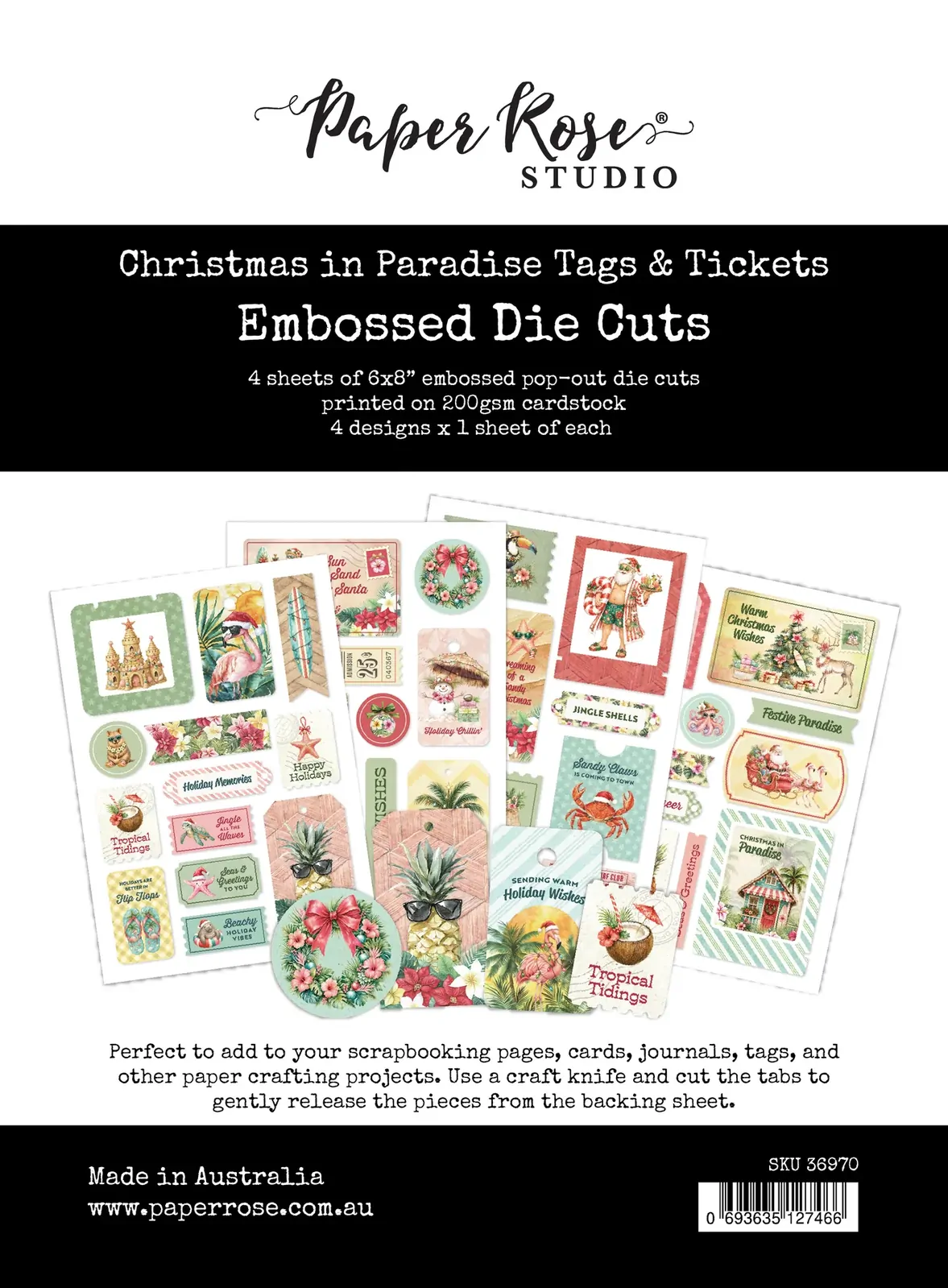Paper Rose - Christmas in Paradise 6" x 8" Tags & Tickets Embossed Die Cuts