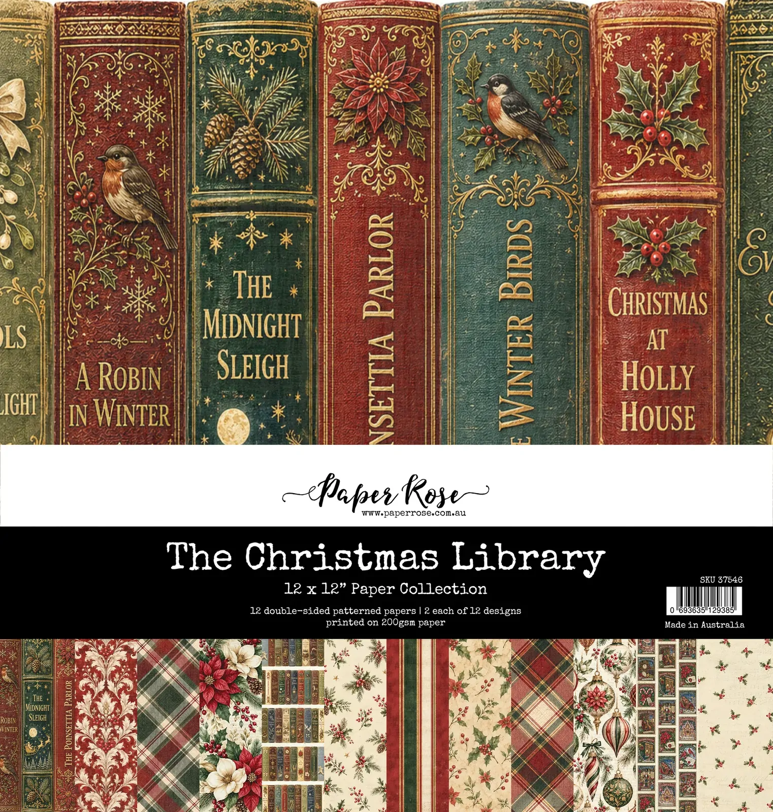 Paper Rose - The Christmas Library 12' x 12" Paper Collection